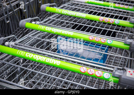 The Co-operative shopping trolleys Stock Photo