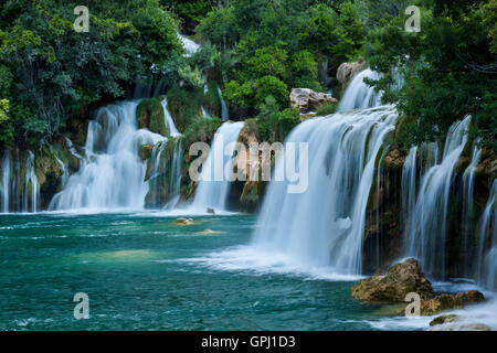 The lowest cascade of Skradinski buk waterfall in Krka National Park, Croatia Stock Photo