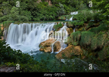 The upper cascade of Skradinski buk waterfall in Krka National Park, Croatia Stock Photo