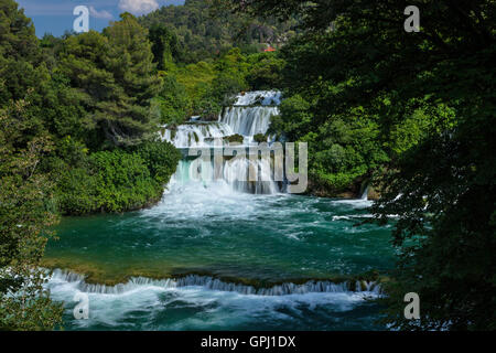 The upper cascade of Skradinski buk waterfall in Krka National Park, Croatia Stock Photo