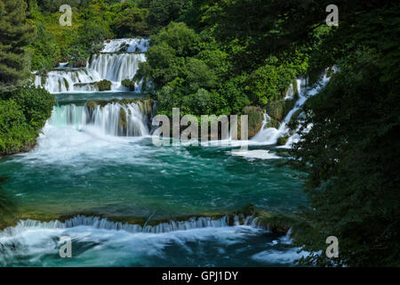 The upper cascade of Skradinski buk waterfall in Krka National Park, Croatia Stock Photo