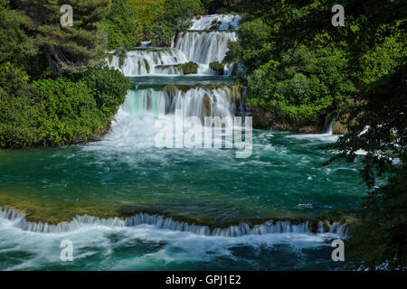 The upper cascade of Skradinski buk waterfall in Krka National Park, Croatia Stock Photo