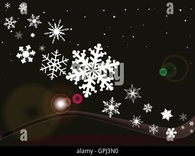 A Christmas Winter background with snowflakes and falling snow Stock Vector