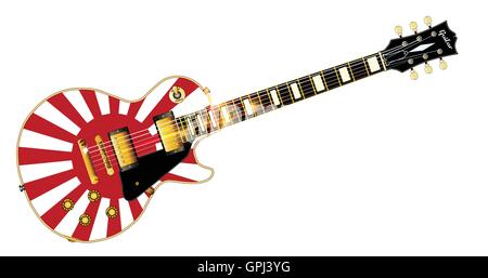 The definitive rock and roll guitar with the Japanese flag isolated over a white background. Stock Vector