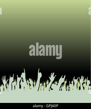 Hands raised in the air at a venue Stock Vector