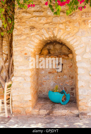 Areopolis town buildings in southern peloponnese in Greece. Areopolis is a beautiful traditional style town Stock Photo