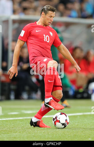 Astana, Kazakhstan. 4th September, 2016. Grzegorz Krychowiak (POL), Kazakhstan versus Poland, FIFA World Cup 2018 qualifier. The game ended in a 2-2 draw Credit:  Action Plus Sports Images/Alamy Live News Stock Photo