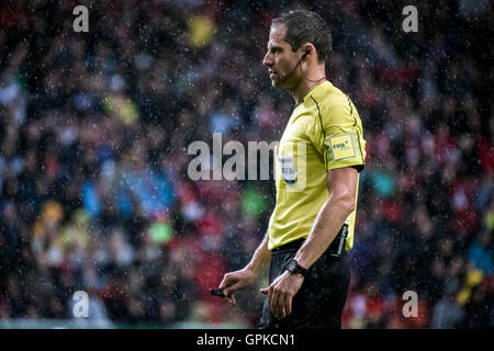 Denmark, Copenhagen, September 4th 2016. Referee Harald Lechner (Austria) seen in action during the World Cup Qualifier between Denmark and Armenia in Telia Parken. Stock Photo