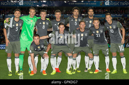 Ullevaal Stadion, Oslo, Norway. 04th Sep, 2016. World Cup Football Qualifying. Norway versus Germany. Germany team line up during the World Cup Football Qualifying match at the Ullevaal Stadion in Oslo, Norway. Credit:  Action Plus Sports/Alamy Live News Stock Photo