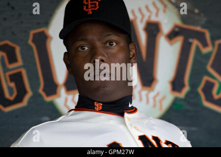 April 12, 2010; San Francisco, CA, USA;  San Francisco Giants shortstop Edgar Renteria (16) before the game against the Pittsburgh Pirates at AT&T Park.  San Francisco defeated Pittsburgh 9-3. Stock Photo