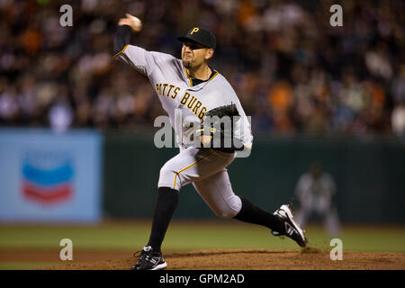 April 12, 2010; San Francisco, CA, USA;  Pittsburgh Pirates relief pitcher D.J. Carrasco (77) during the fifth inning against the San Francisco Giants at AT&T Park. San Francisco defeated Pittsburgh 9-3. Stock Photo