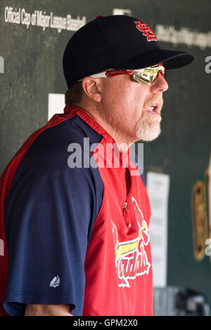 April 25, 2010; San Francisco, CA, USA;  St. Louis Cardinals batting coach Mark McGwire (25) during the sixth inning against the San Francisco Giants  at AT&T Park. St. Louis defeated San Francisco 2-0. Stock Photo
