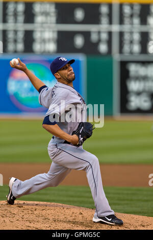 May 7, 2010; Oakland, CA, USA;  Tampa Bay Rays starting pitcher David Price (14) during the first inning against the Oakland Athletics at Oakland-Alameda County Coliseum. Tampa Bay defeated Oakland 4-1. Stock Photo