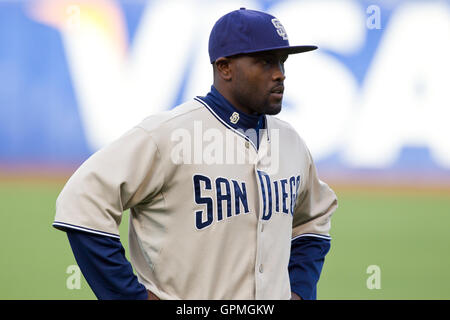 San Diego Padres Tony Gwynn Jr. doubles to deep right during the Padres  opening day win over the Atlanta Braves 17-2 at Petco Park San Diego, CA.  (Credit Image: © Nick Morris/Southcreek