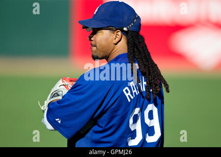 Los Angeles Dodger left fielder Manny Ramirez takes a big swing during the  Dodgers home opener. Ramirez would go on to homer. (Credit Image: © Tony  Leon/Southcreek Global/ZUMApress.com Stock Photo - Alamy