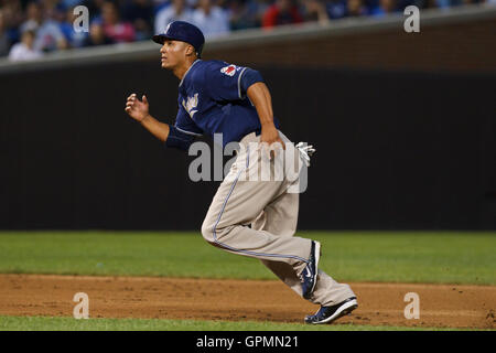 San Diego Padres' Will Venable rounds the bases after hitting a