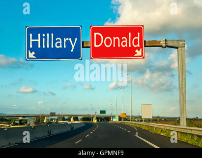 the important moment of political choice, Democrats or Republicans Stock Photo
