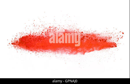 Explosion of red powder, isolated on white background Stock Photo