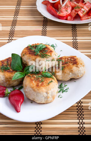 Raw minced meat made into meatballs set, on gray stone table background ...
