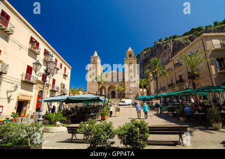 The Cathedral-Basilica of Cefalu is a Roman Catholic church in Cefalu, Sicily, Italy. Stock Photo