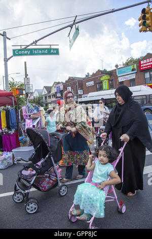 Coney Island Avenue during the Pakistani Mela celebrating Pakistan's independence day.  Brooklyn, NY. Stock Photo