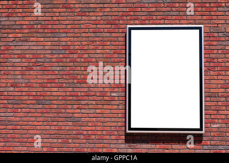 Empty billboard with on a red brick wall Stock Photo
