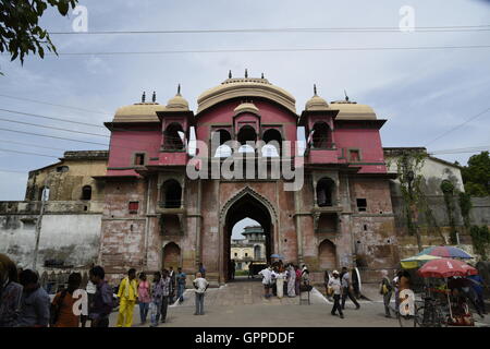 Beautiful Ramnagar fort  with colorful incredible detailed architecture in Varanasi or banaras near sarnath Uttar Pradesh India Stock Photo