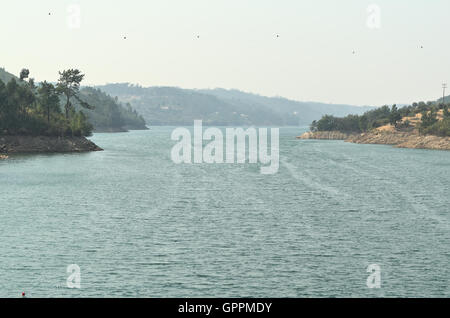 Dam of Castelo de Bode in Tomar, Portugal. Travel and destinations Stock Photo