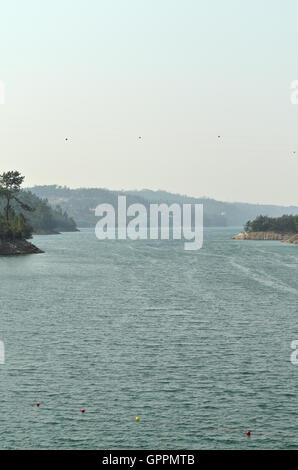 Dam of Castelo de Bode in Tomar, Portugal. Travel and destinations Stock Photo