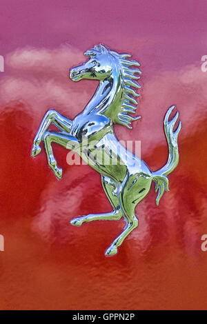 Ferrari name badge and horse logo Ferrari 458 Italia Stock Photo