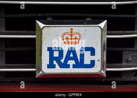 Vintage RAC badge on the front of a car Stock Photo