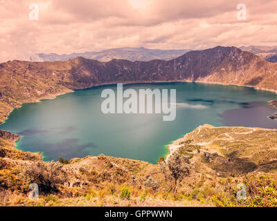 Shadows On The Quilotoa Lagoon, Ecuador, South America Stock Photo