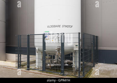 closeup of a silo filled with liquid nitrogen (vloeibare stikstof) Stock Photo