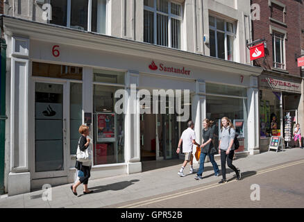 Santander bank branch exterior in the town city centre in summer York North Yorkshire England UK United Kingdom GB Great Britain Stock Photo