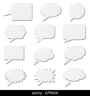 speech bubbles as white cardboard Stock Vector