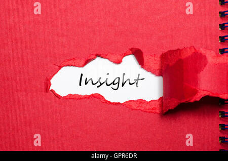 The word insight appearing behind torn paper Stock Photo