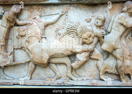 Section From The Eastern Frieze of The Treasury of The Siphnians Delphi Greece Stock Photo