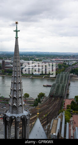 Aerial view of Cologne from the viewpoint of Cologne Cathedral. Stock Photo