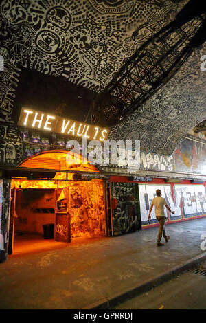 Entrance to The Vaults a multi-disciplinary arts space under Waterloo Station, Leake Street, London, England, UK Stock Photo