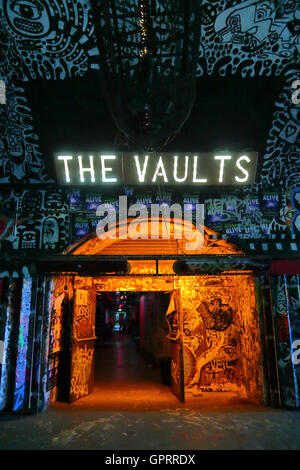 Entrance to The Vaults a multi-disciplinary arts space under Waterloo Station, Leake Street, London, England, UK Stock Photo