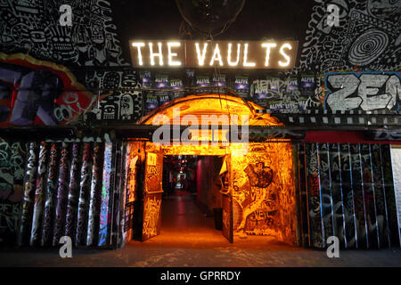 Entrance to The Vaults a multi-disciplinary arts space under Waterloo Station, Leake Street, London, England, UK Stock Photo