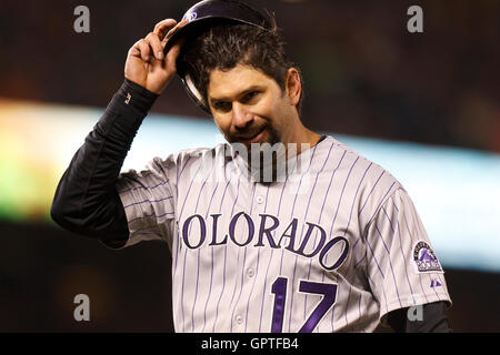 Colorado Rockies' Todd Helton at bat during Game 4 of the baseball World  Series Sunday, Oct. 28, 2007, at Coors Field in Denver. (AP Photo/Jack  Dempsey Stock Photo - Alamy