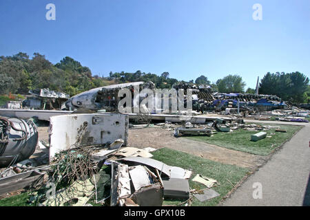 Universal City, California. September 18th, 2009. Airplane Crash from the film War of the Worlds, Universal Studios Tram Tour. Stock Photo