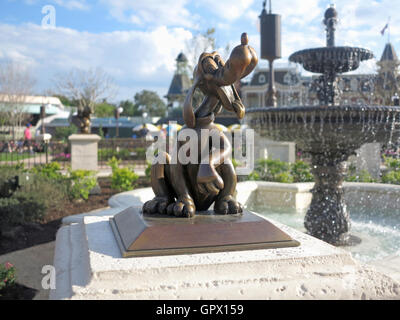 Orlando, Florida. March 5th, 2015. The Pluto statue in its new location in the new hub of Magic Kingdom, Walt Disney World Stock Photo