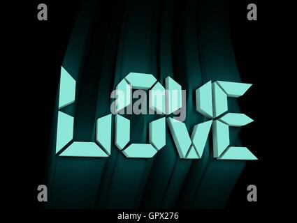 San Valentine card. Neon shine LOVE word in 3D effect Stock Photo