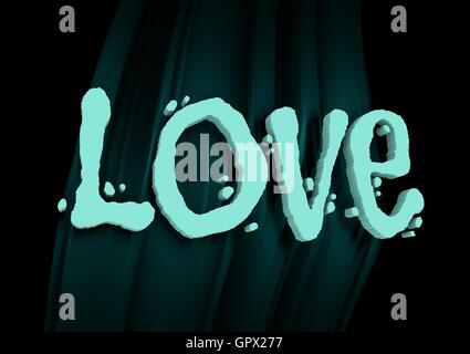 San Valentine card. Neon shine LOVE word in 3D effect Stock Photo