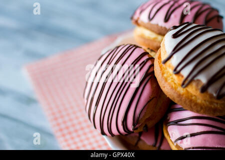 Biscuits with pink glaze. Stock Photo