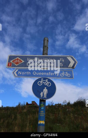 Cycle route 1 sign near North Queensferry fife Scotland  August 2016 Stock Photo