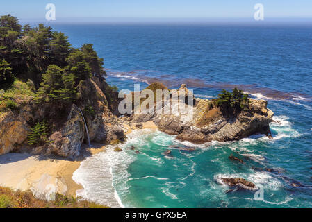 Beautiful beach and falls on the California coast Stock Photo