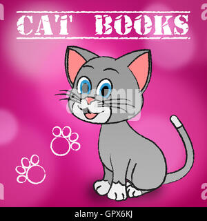 Cat Books Showing Education Learning And Kitten Stock Photo